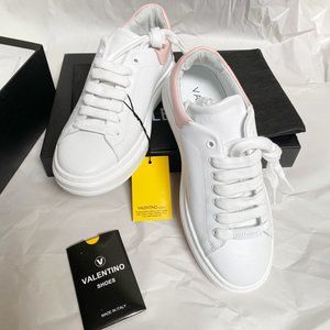 VALENTINO BY MARIO VALENTINO Fresia Leather Platform Sneakers Pink size